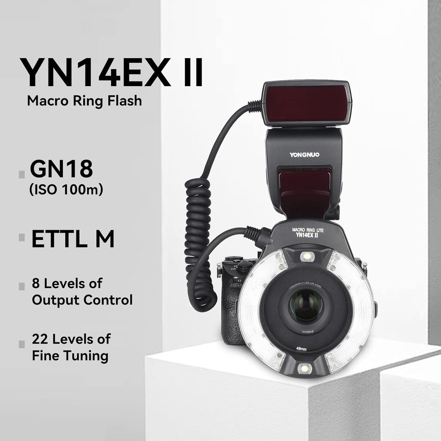 Flash de anel macro YONGNUO YN14EX II para câmeras DSLR Canon