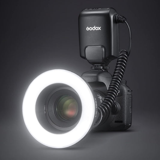 Godox ML-150II ML150II Macro LED Ring Flash Speedlite GN12 Tempo de reciclagem de 0,1-2 s 5800K ± 200K para câmeras DSLR Sony Canon Nikon Fuji Olympus Panasonic para produção de vídeo, fotografia de animais e plantas