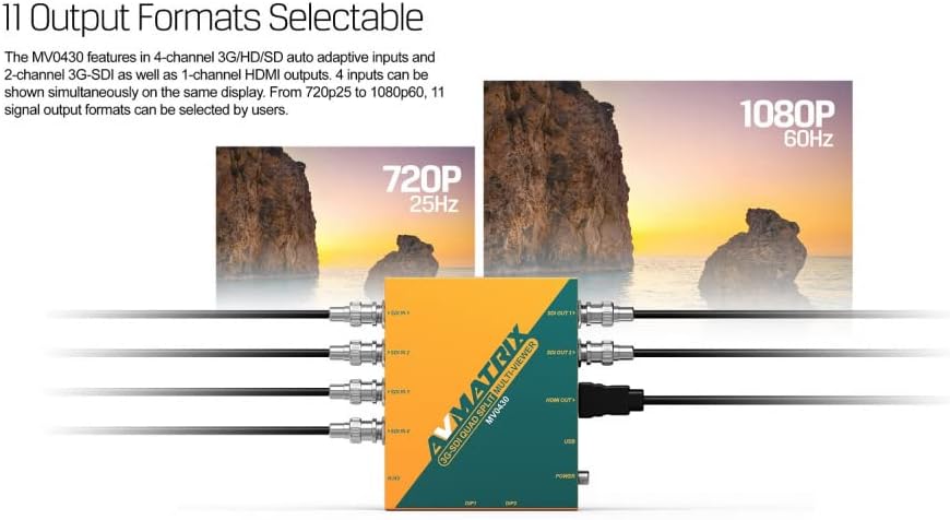AVMATRIX MV0430 3G-SDI Quad Split multivisualizador 