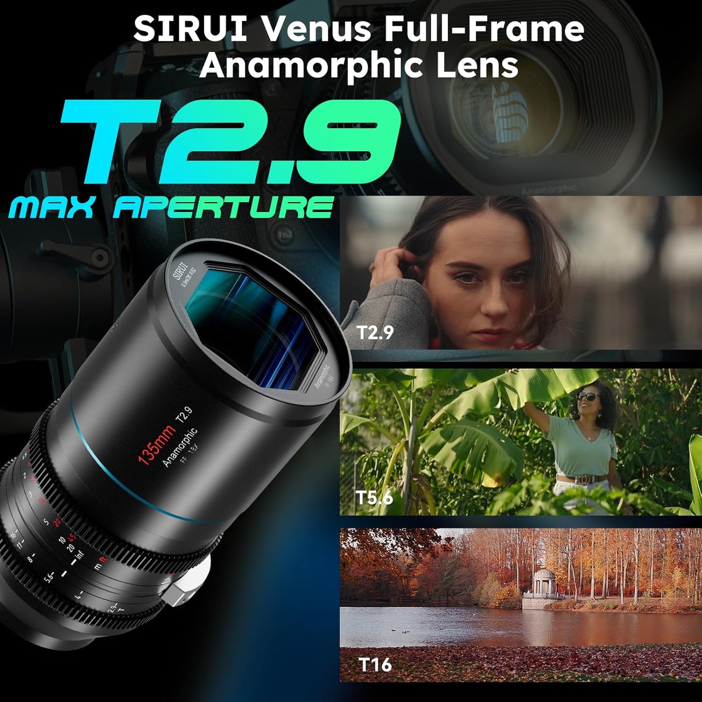 SIRUI 135mm T2.9 1.8X Full-Frame Anamorphic Lens, Telephoto Anamorphic Lens
