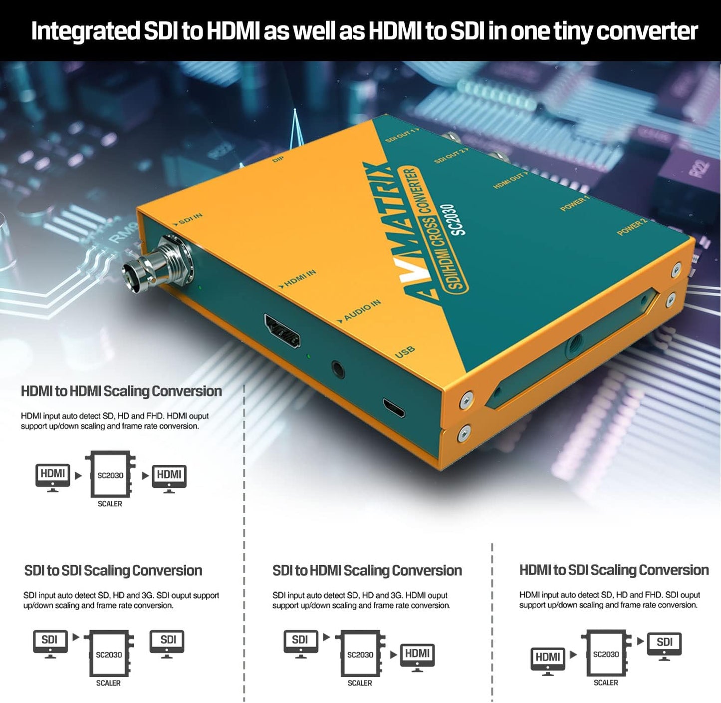 Conversor cruzado de escala AVMATRIX SC2030 3G-SDI/HDMI 