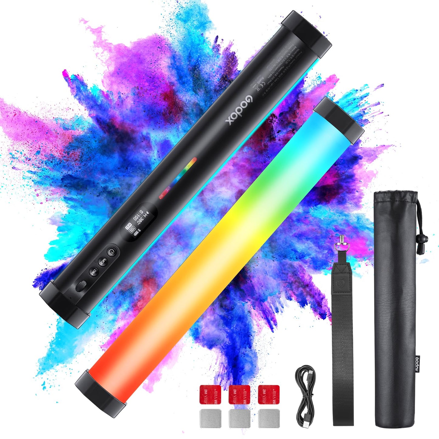 Kits Godox TL30-K1/TL30-K2/TL30-K4 Luzes de tubo RGB 8W 2700-6500K Lux 740 CRI 97 TLCI 99 13FX com bateria de 2900mAh Luz portátil magnética