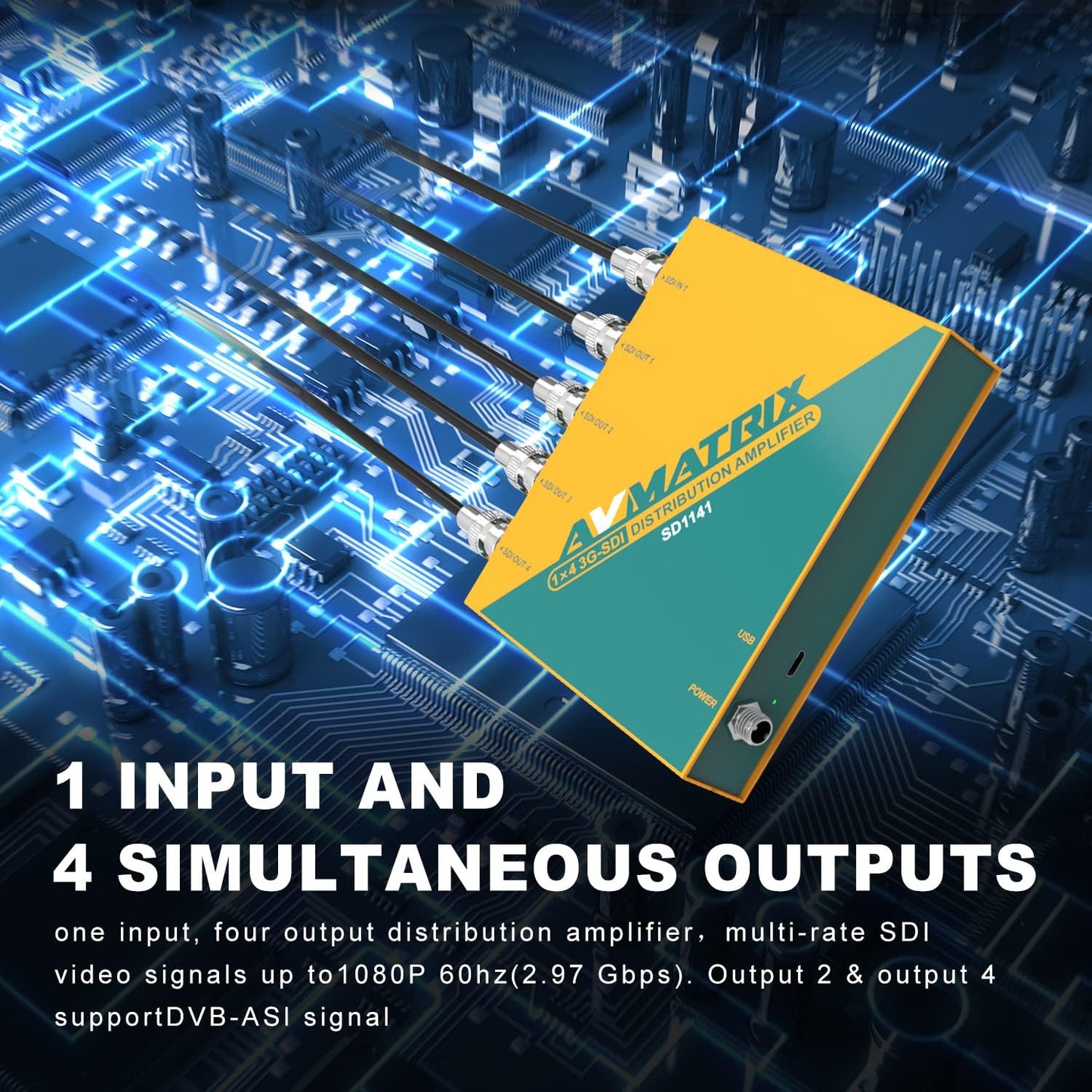 Amplificador de Distribuição AVMATRIX 1x4 3G-SDI SD1141 