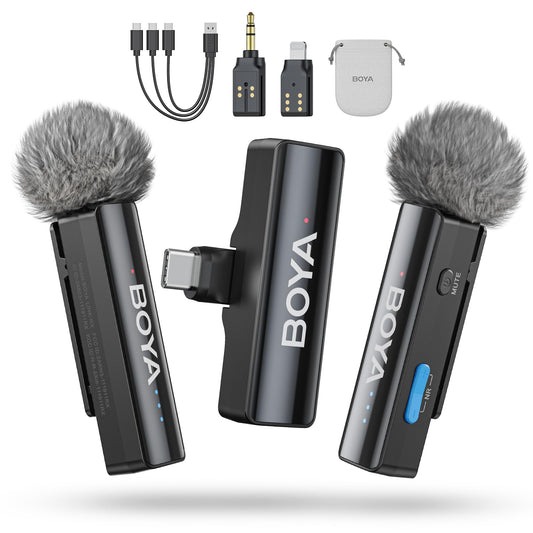 Microfone de lapela sem fio BOYA BOYALINK 2 A2 (adaptador 2TX+3RX) para câmera de iPhone e Android