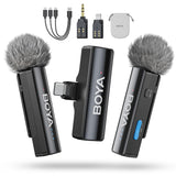 Microfone de lapela sem fio BOYA BOYALINK 2 A2 (adaptador 2TX+3RX) para câmera de iPhone e Android