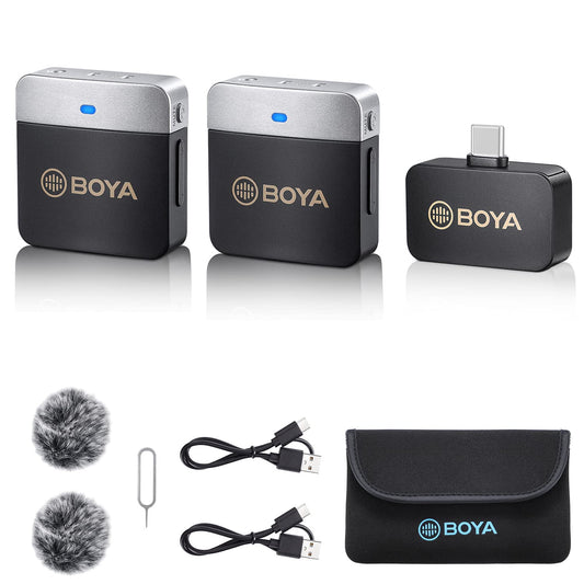 Microfone de lapela sem fio BOYA BY-M1V4 para Android iPhone 15 Plug Play USB-C