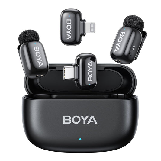 Microfone de lapela sem fio BOYA mini para Android/Tablets/PC com plugue USB C, redução de ruído