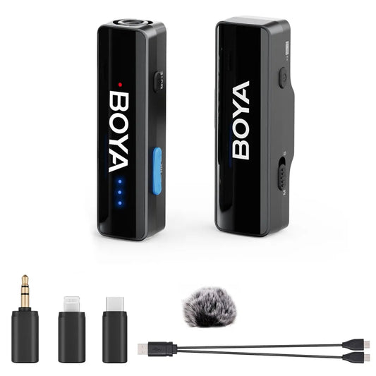Microfone de lapela sem fio BOYA BOYALINK 2 A1 (adaptador 1TX+3RX) para câmera de iPhone e Android